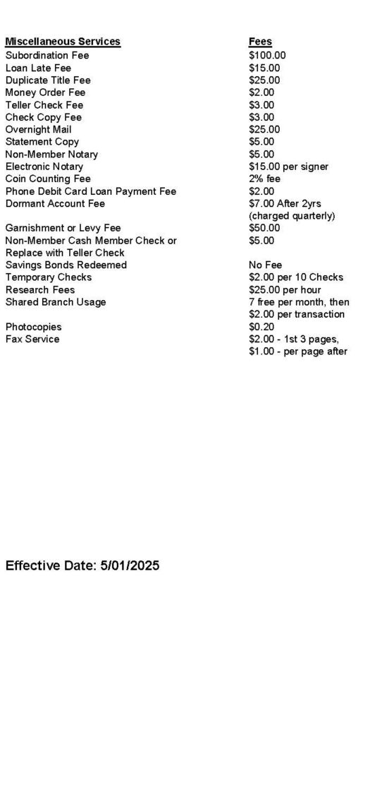 FCU Business Account Fee Notice_May 2025-2