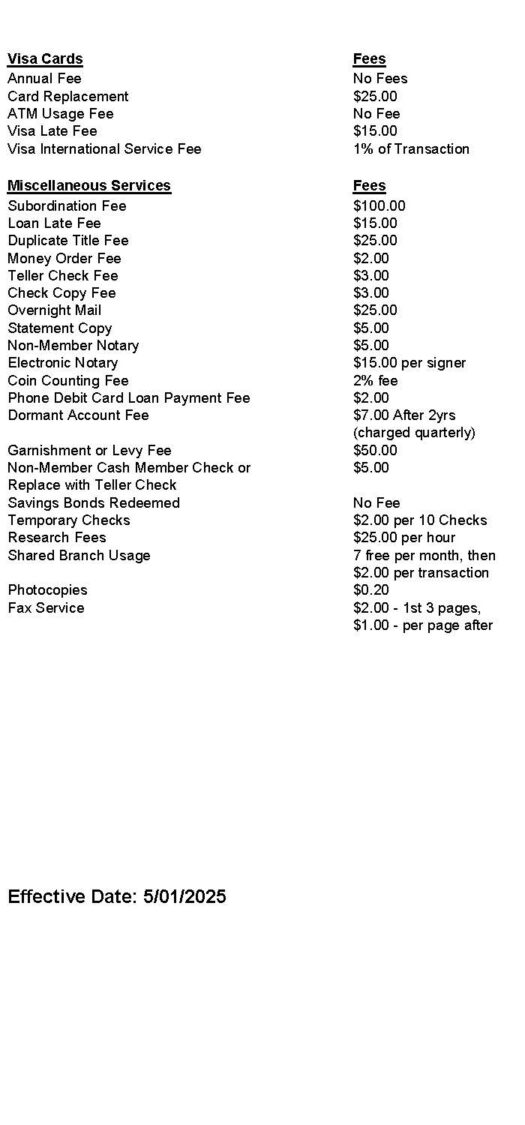 FCU Personal Account Fee Notice_May 2025 2